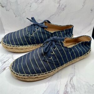 J. Crew blue and white striped Espadrilles, size 8